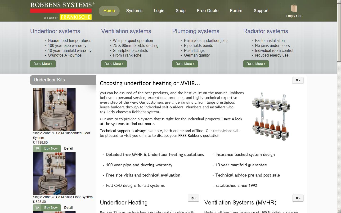Robbens Systems Underfloor Heating Website