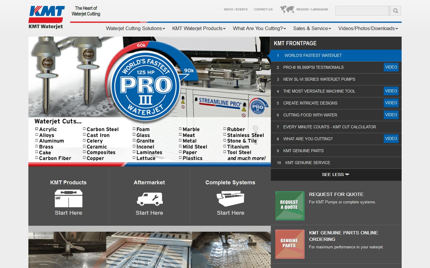 KMT Waterjet Systems Website