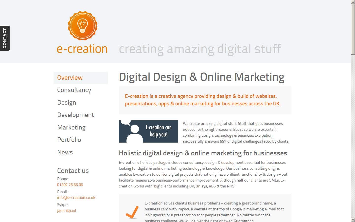 E Creation Limited Website