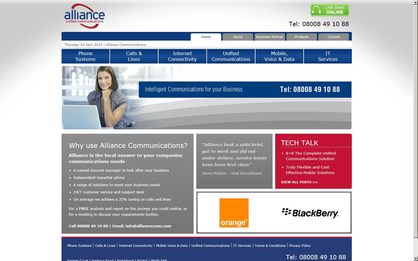 Alliance Communications Ltd Website