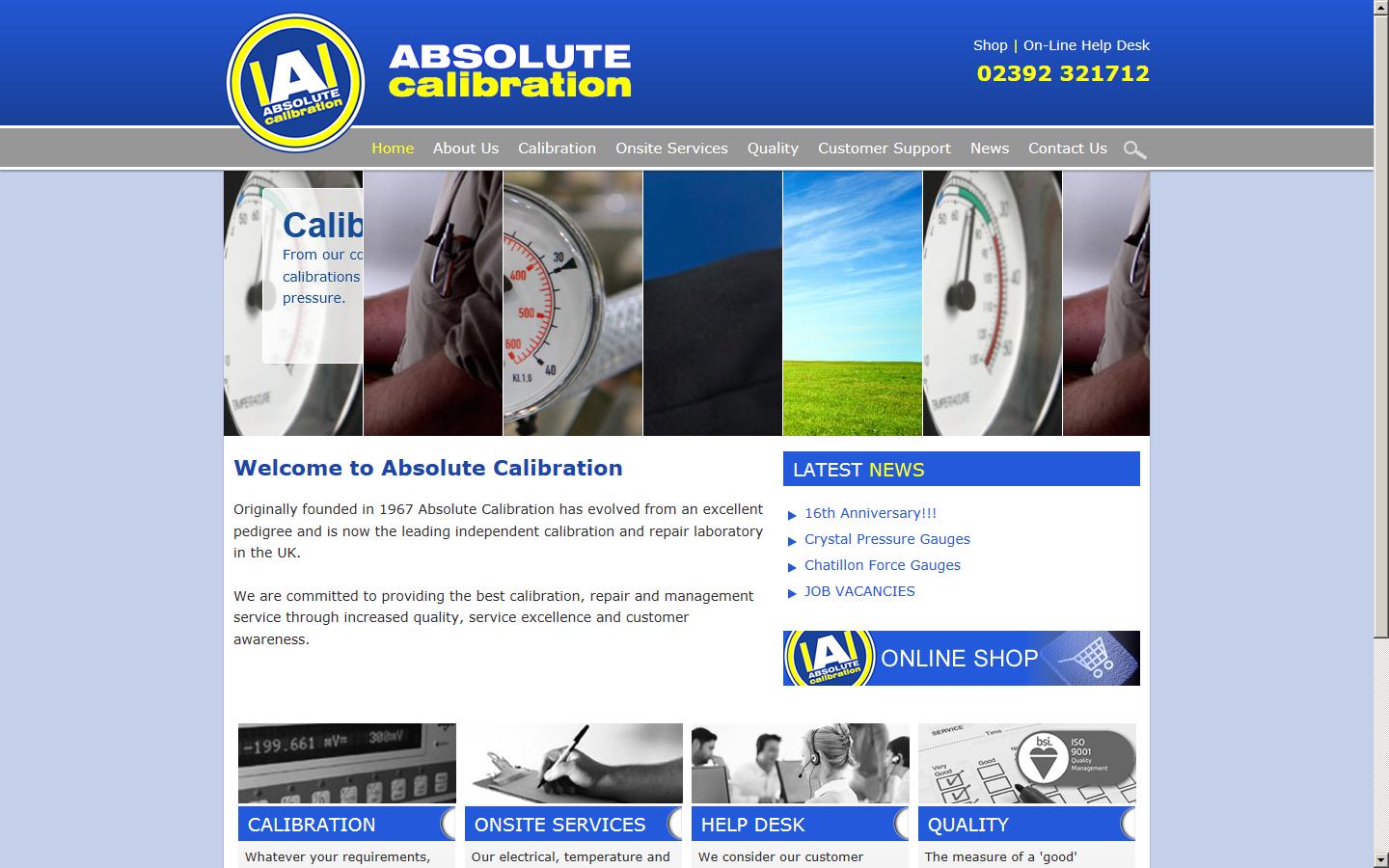 Absolute Calibration Ltd Website