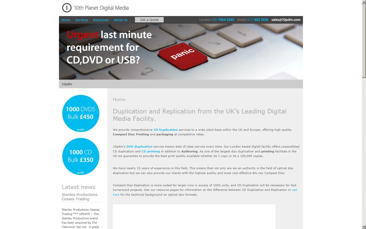 10th Planet Bristol DVD Duplication Website