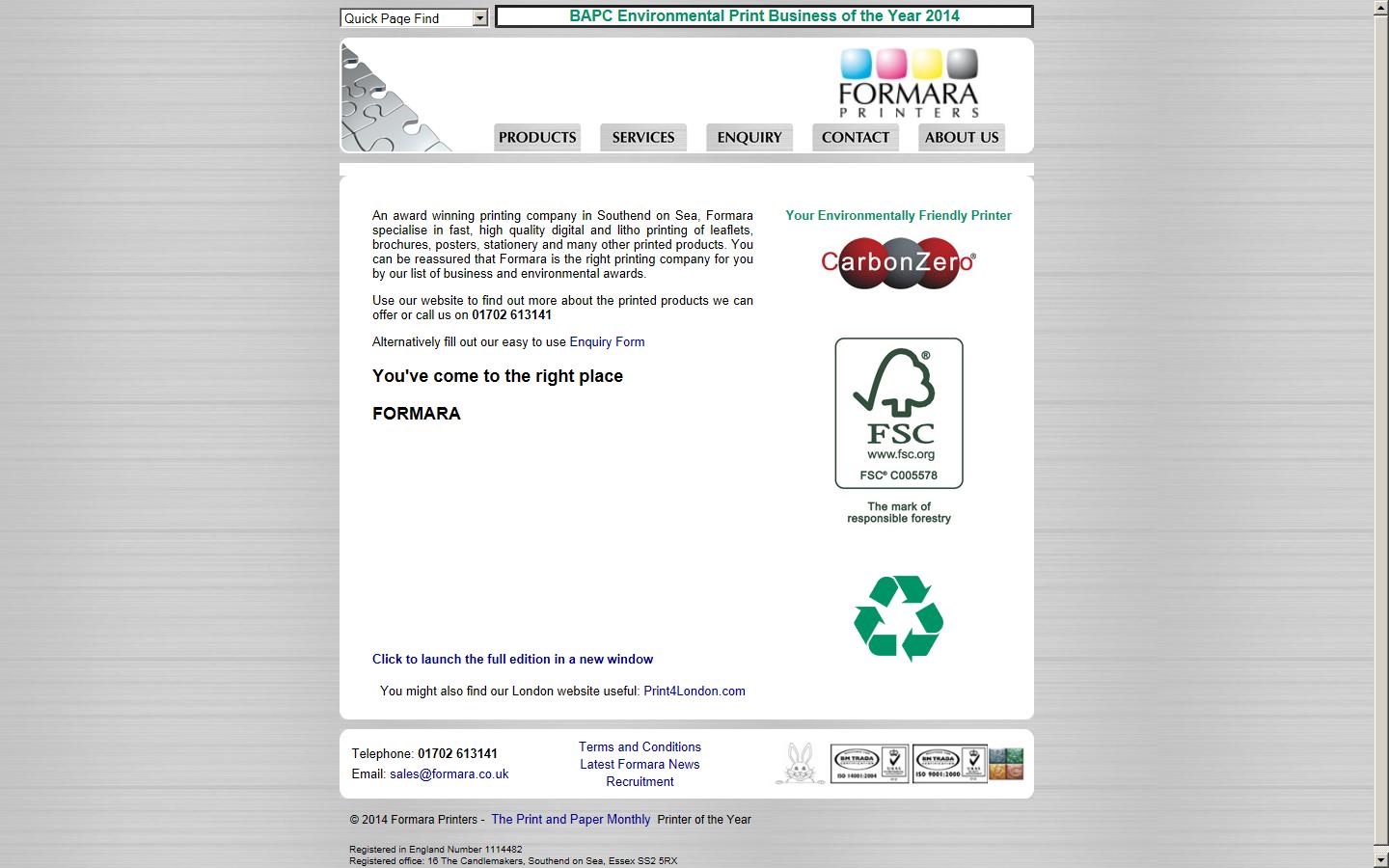 Formara Printers Website