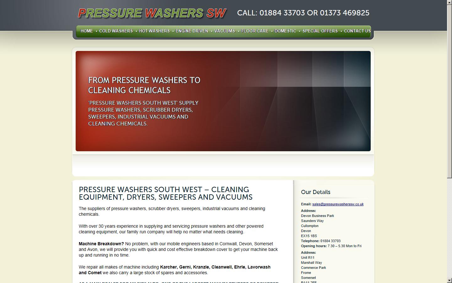 Pressure Washers SW Ltd Website