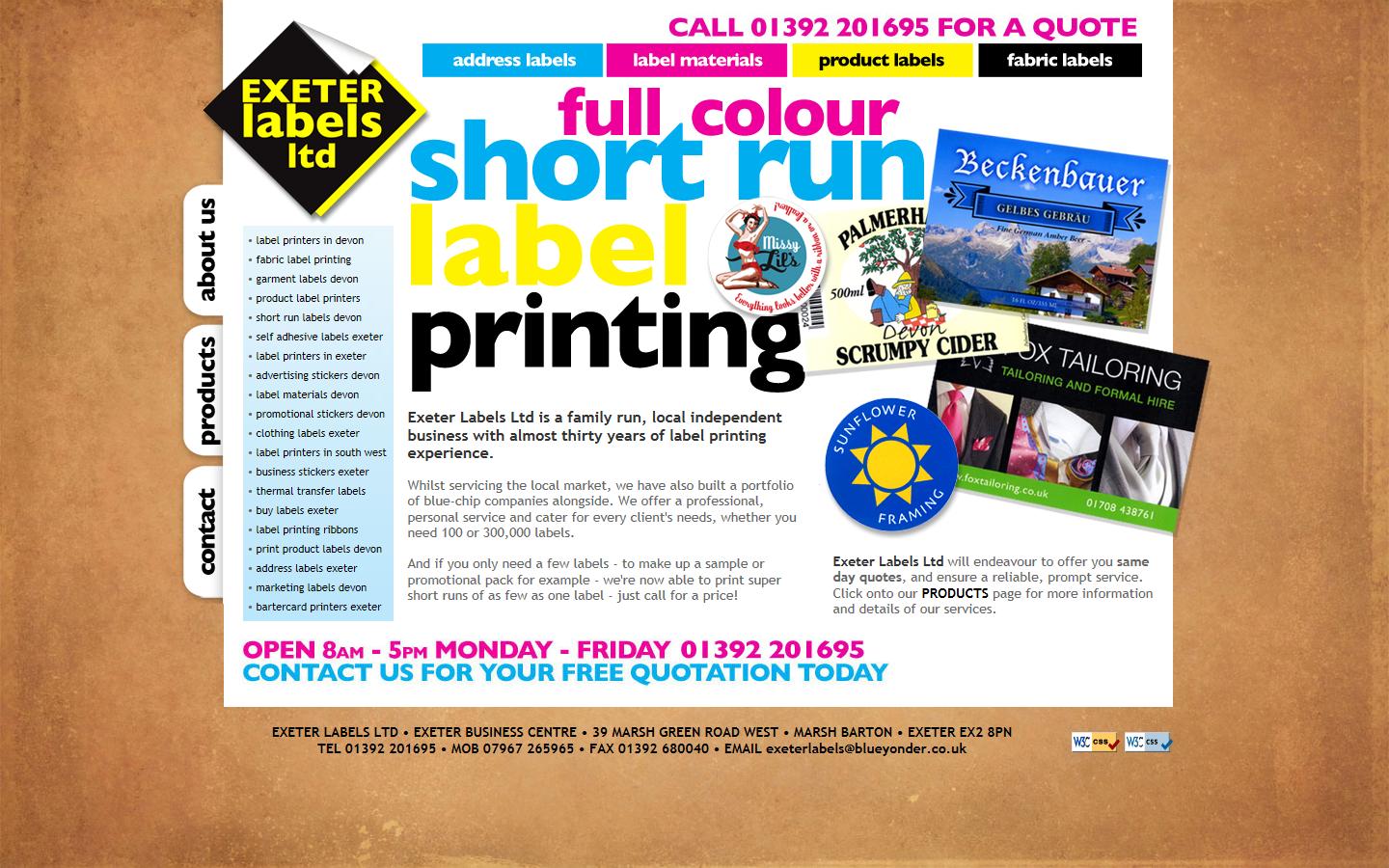 Exeter Labels Ltd Website
