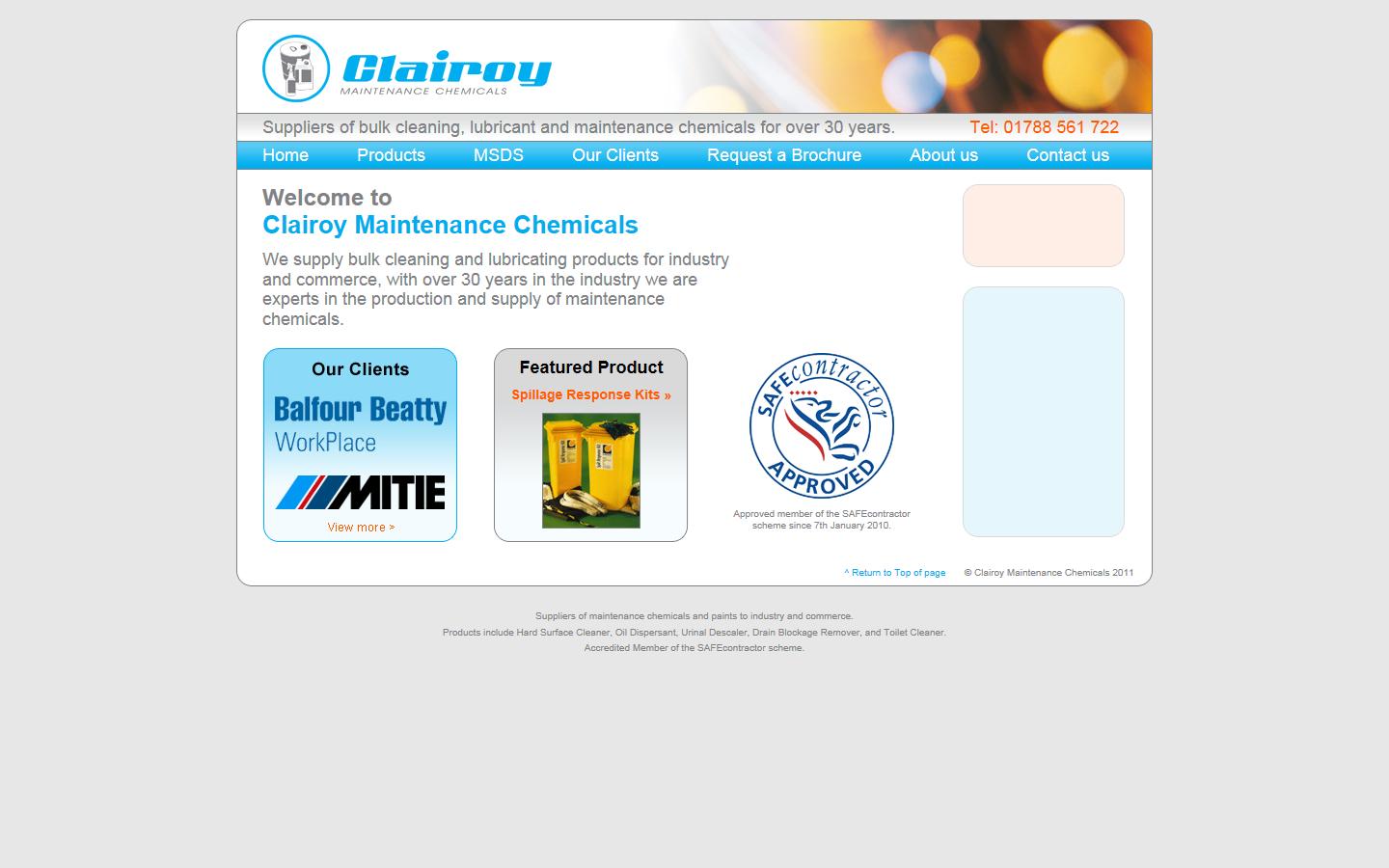 Clairoy Maintenance Chemicals Ltd Website