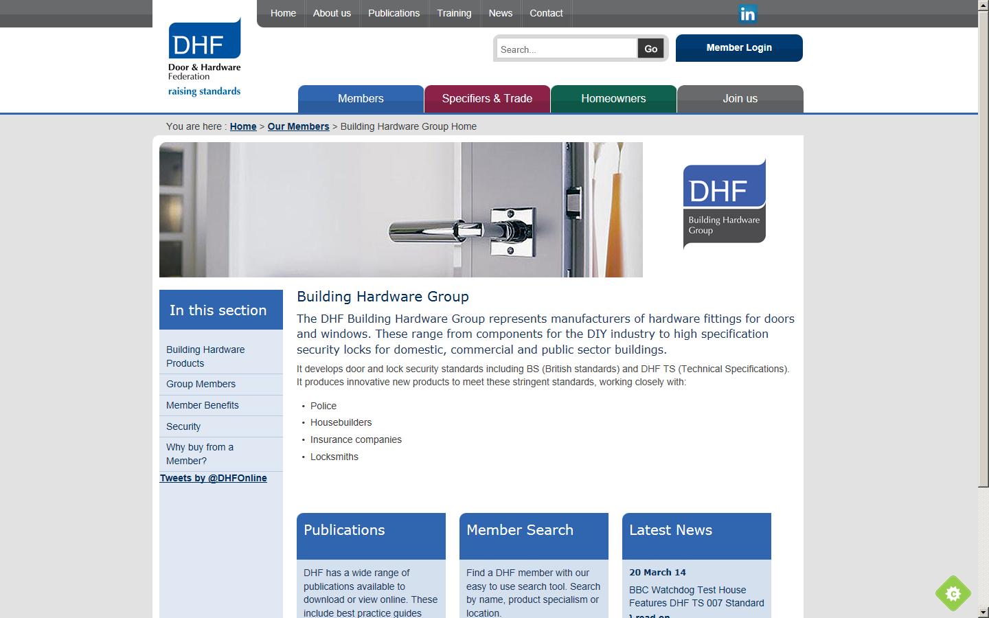 Association of Buildering Hardware Manufacturers Website