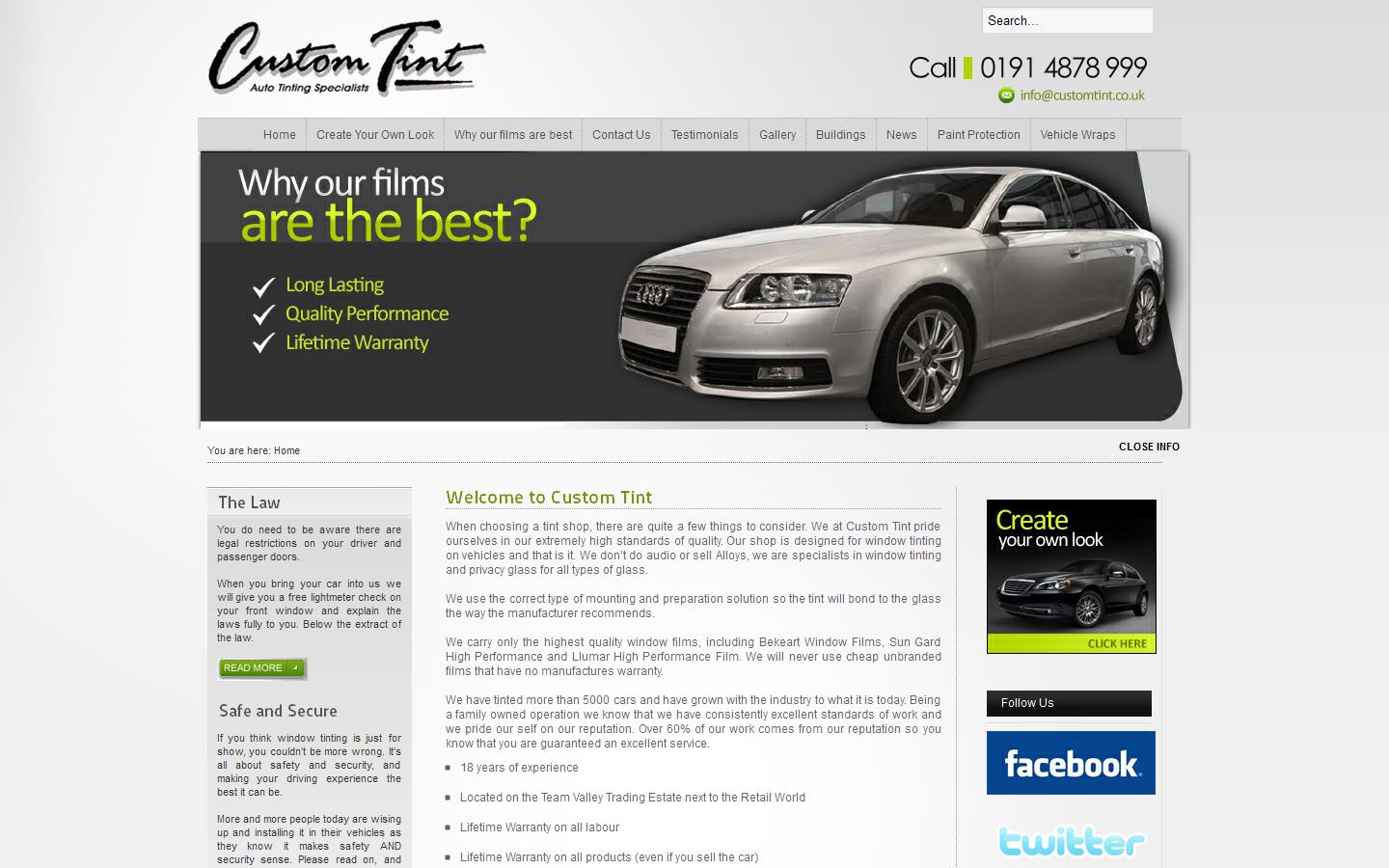 Custom Tint Ltd Website