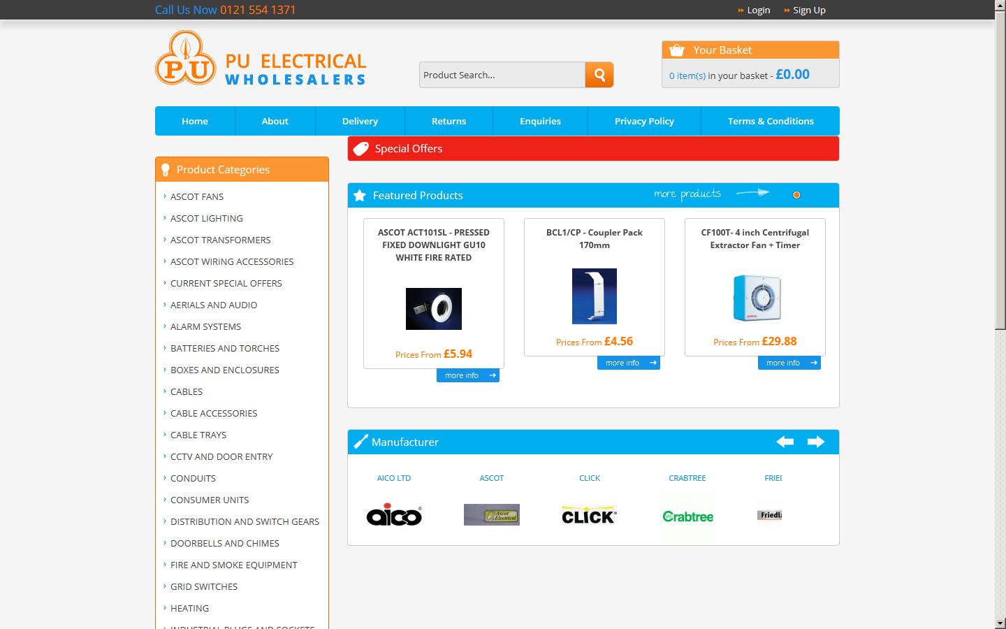 P.U. Electrical Wholesalers Ltd Website