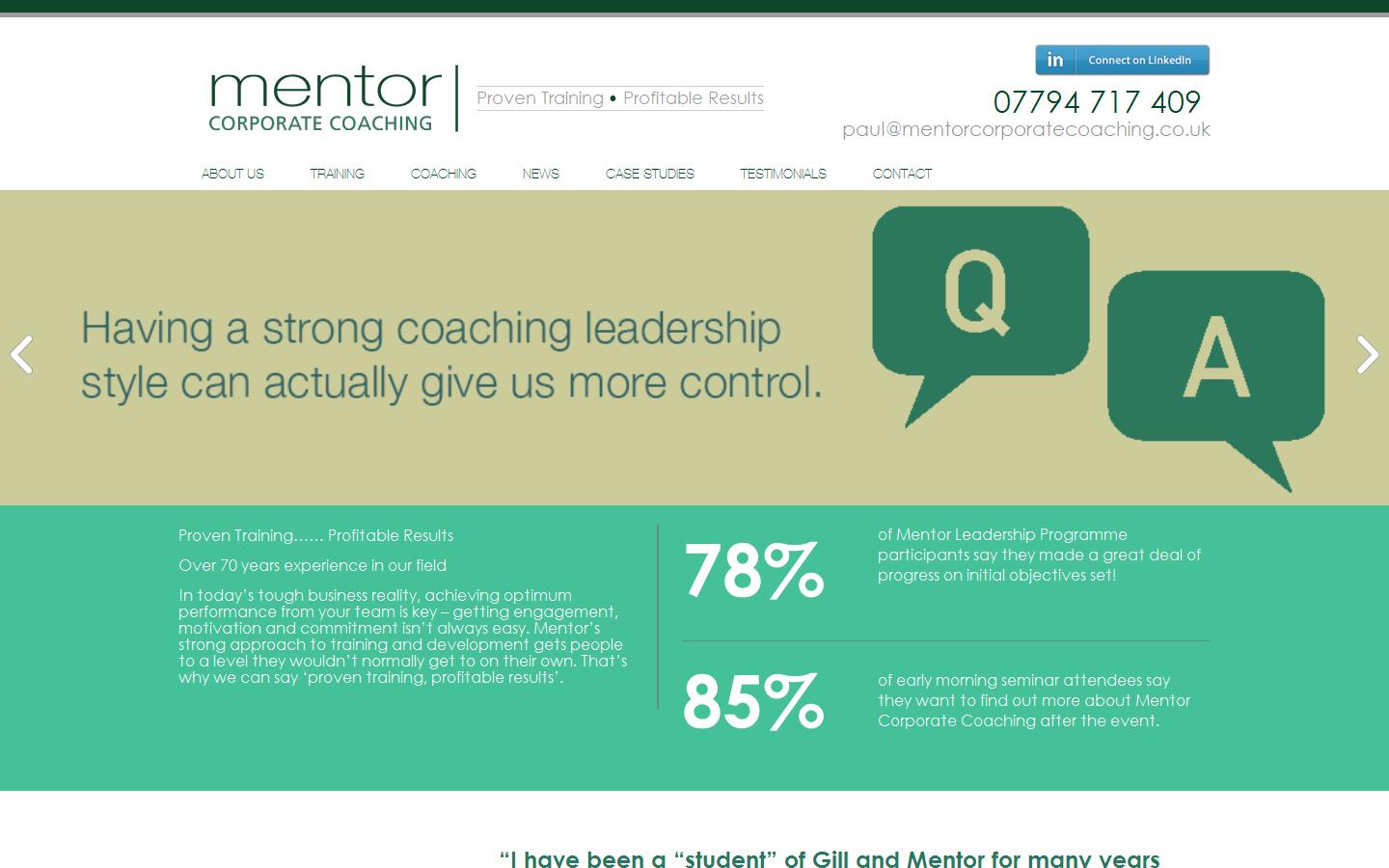 Mentor Corporate Coaching Ltd Website