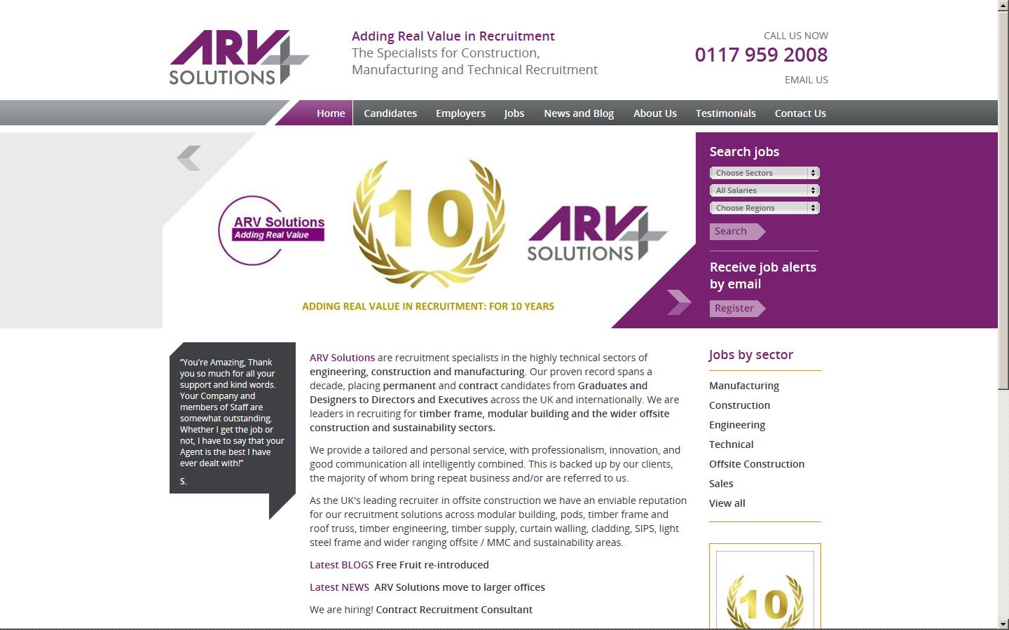 ARV Solutions - Advanced Technical Recruitment Website