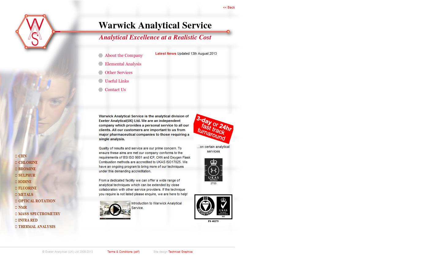 Warwick Analytical Services Website