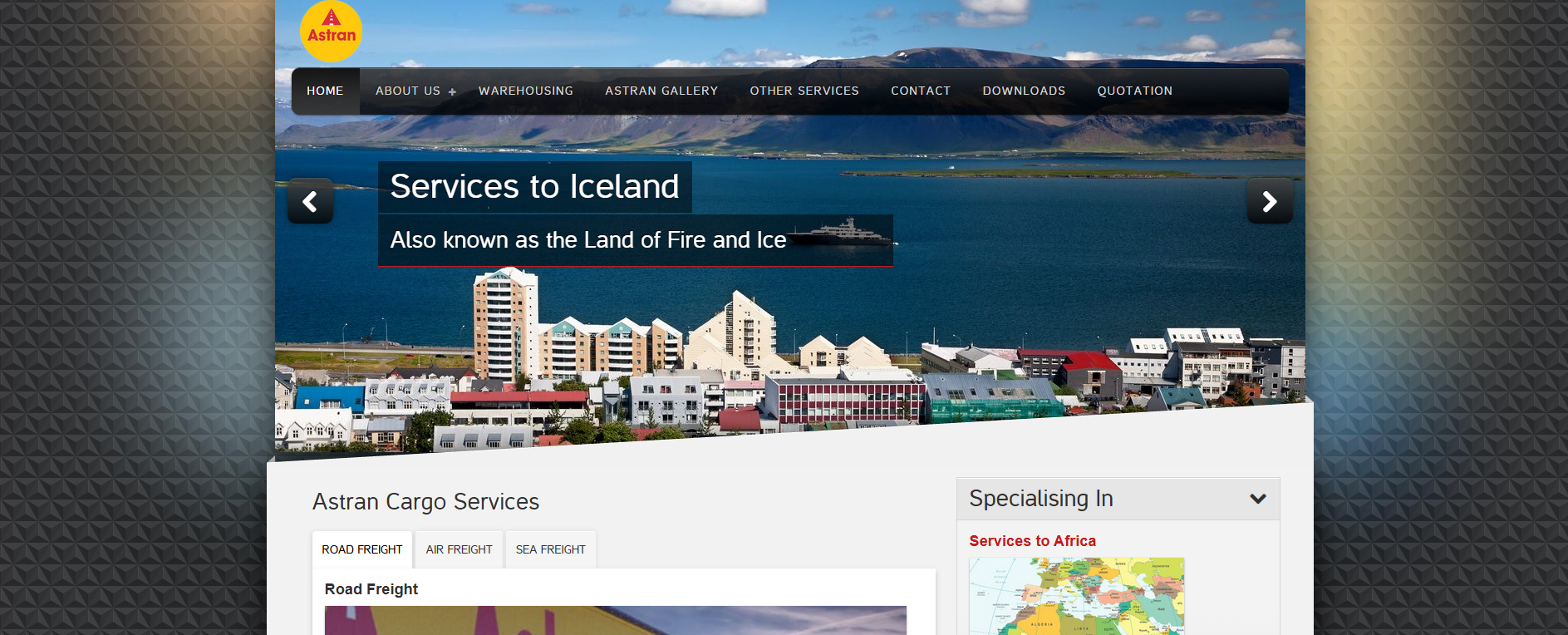 Astran Cargo Services (a division of Astran Freight Terminal  Ltd) Website