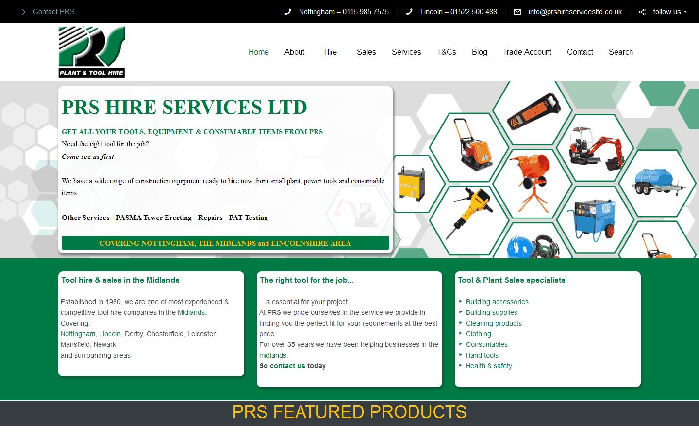 PRS Hire Services Website