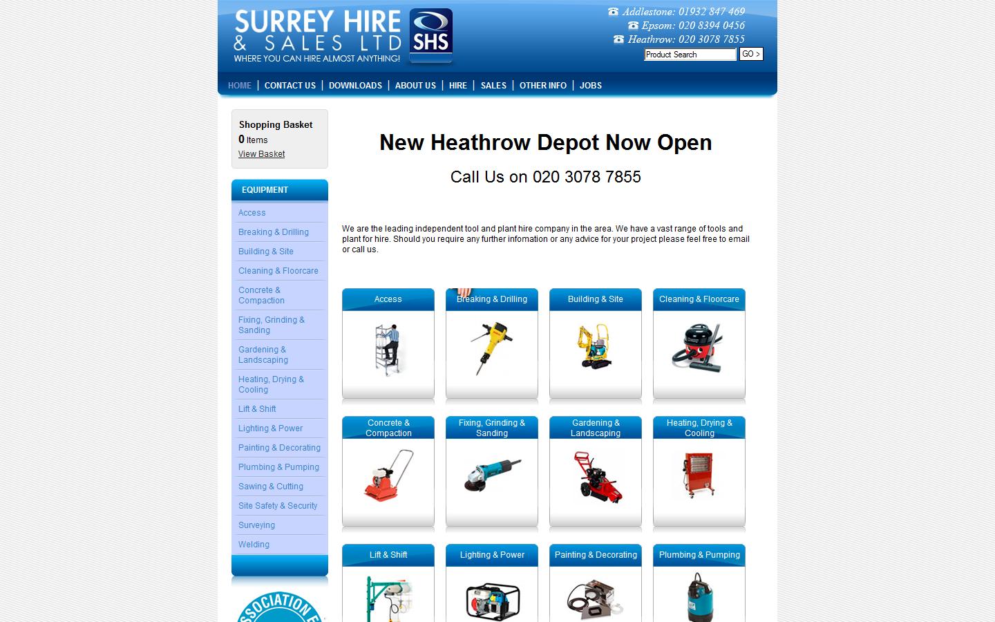 Surrey Hire & Sales Ltd Website