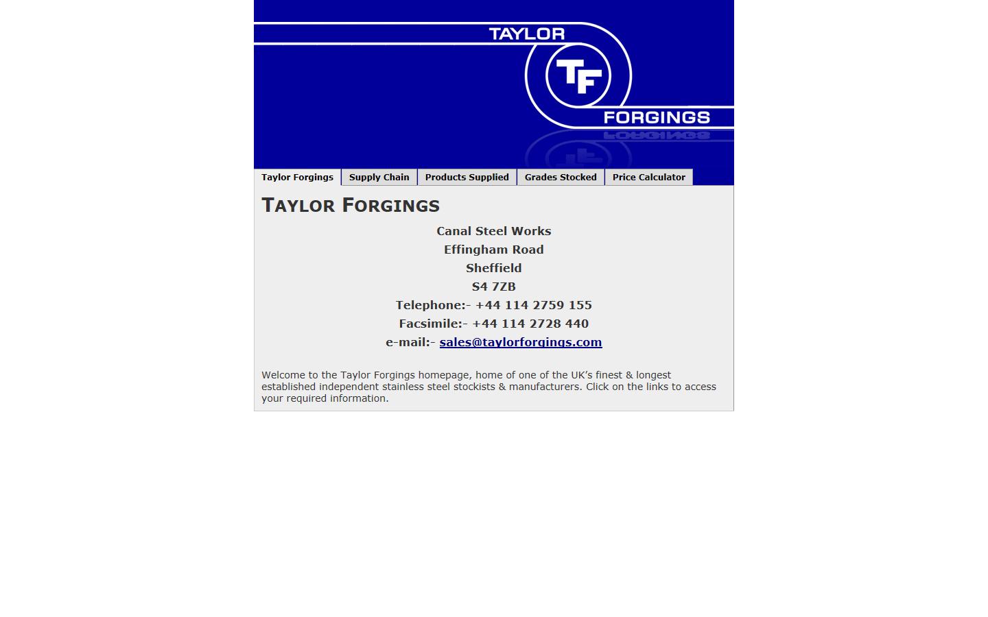 Taylor Forgings Website
