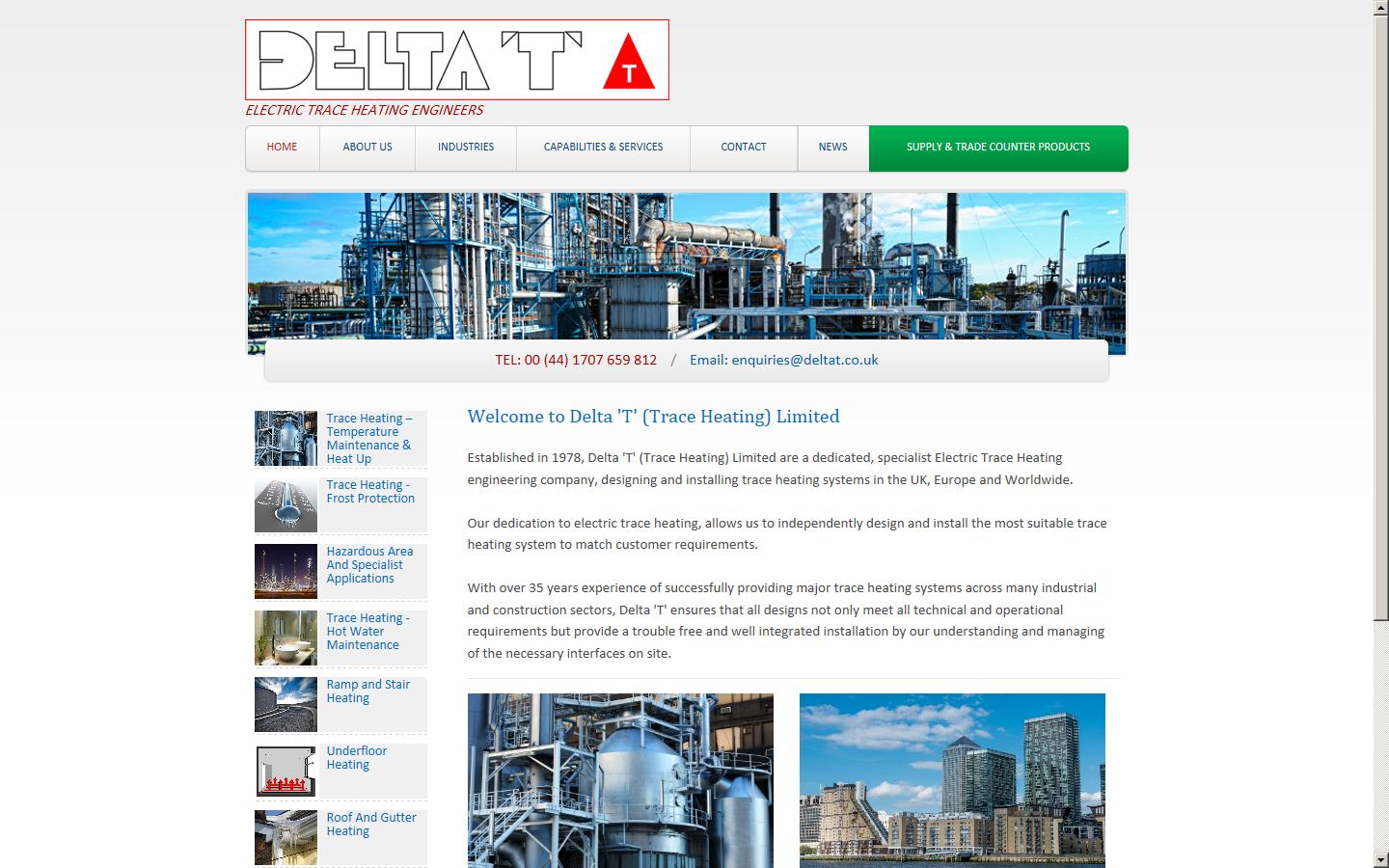 Delta T Trace Heating  Ltd Website