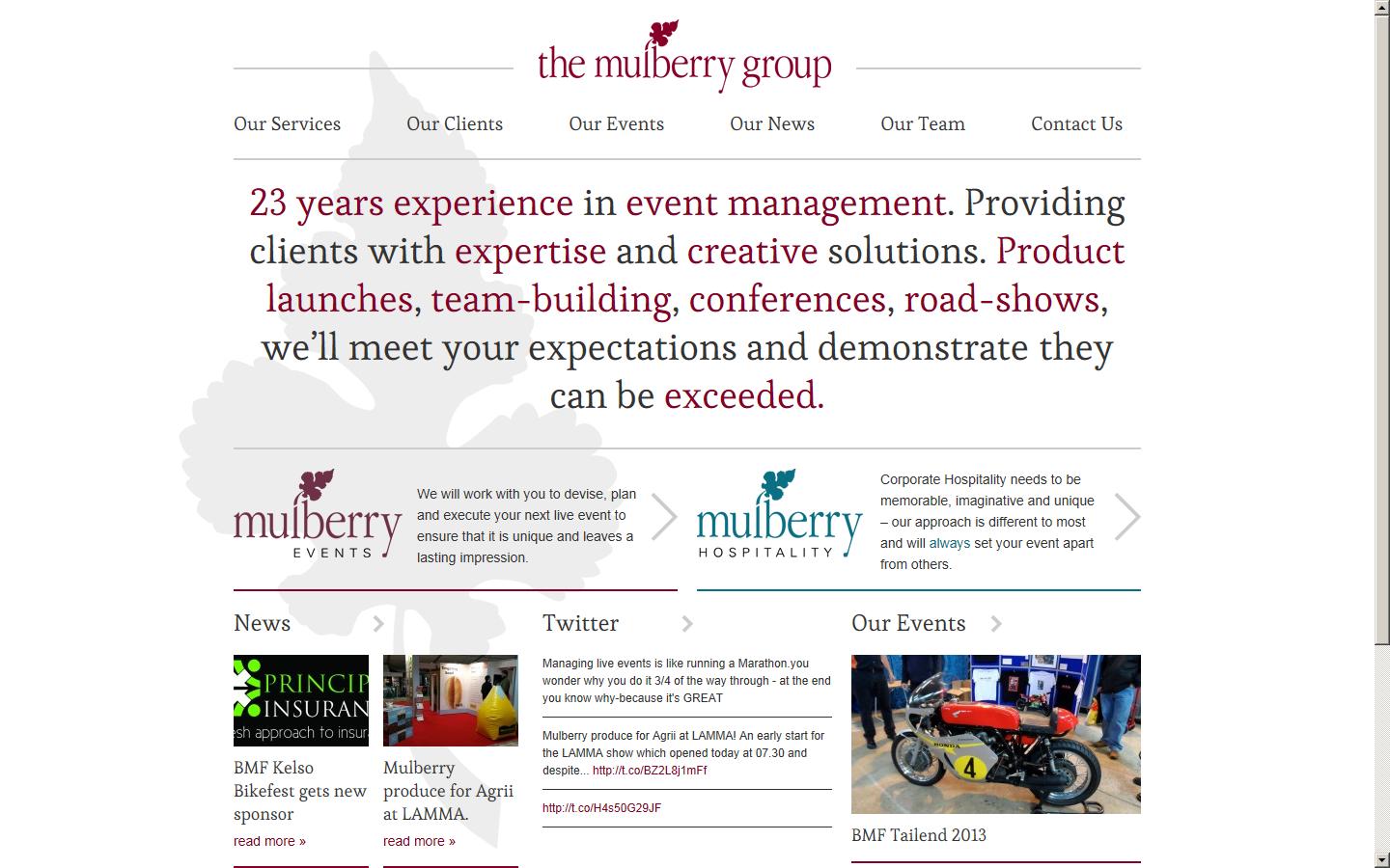 Mulberry Events Ltd Website