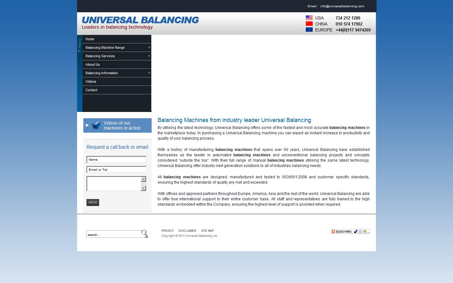 Universal Balancing Ltd Website