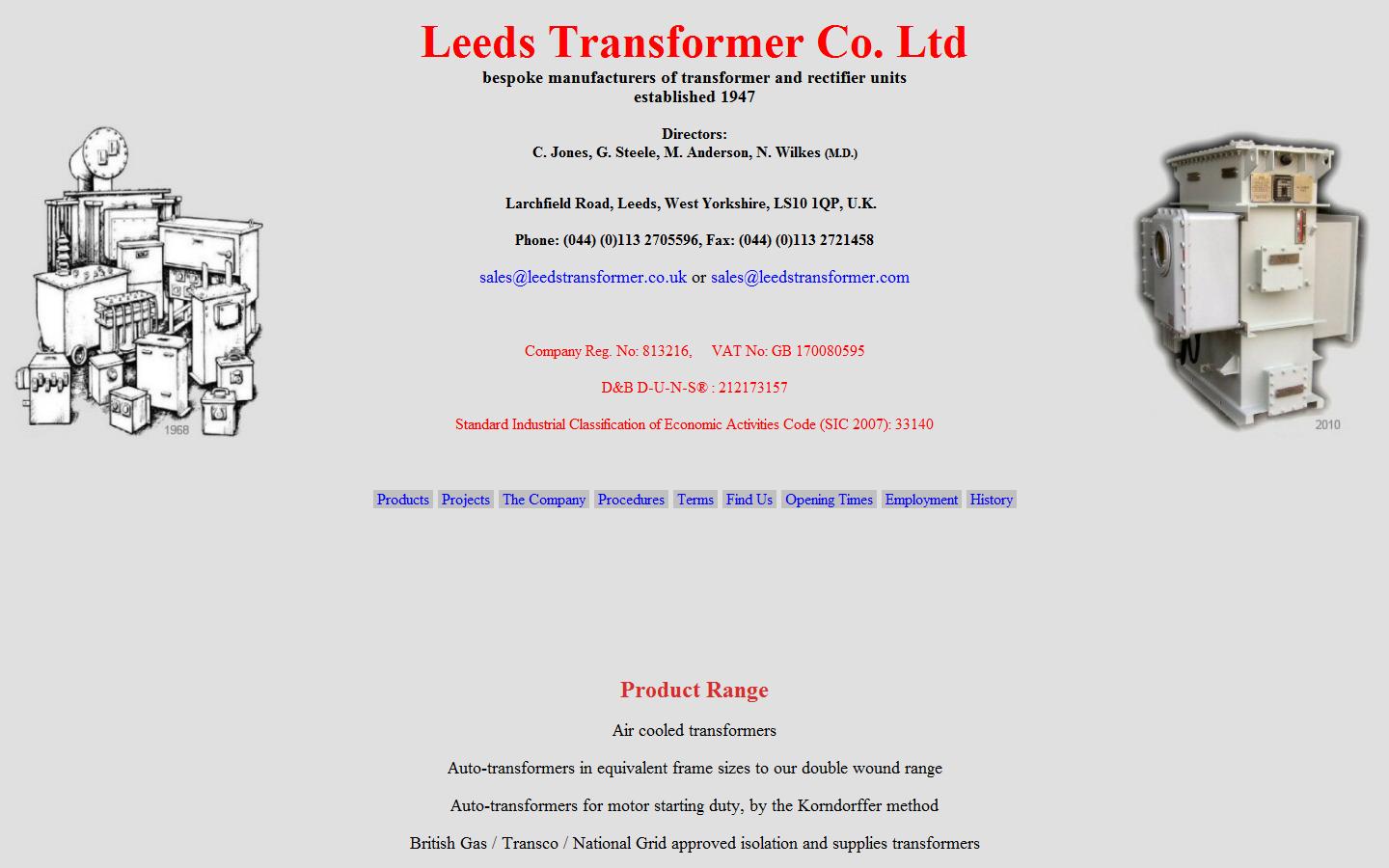 Leeds Transformer Co Ltd Website