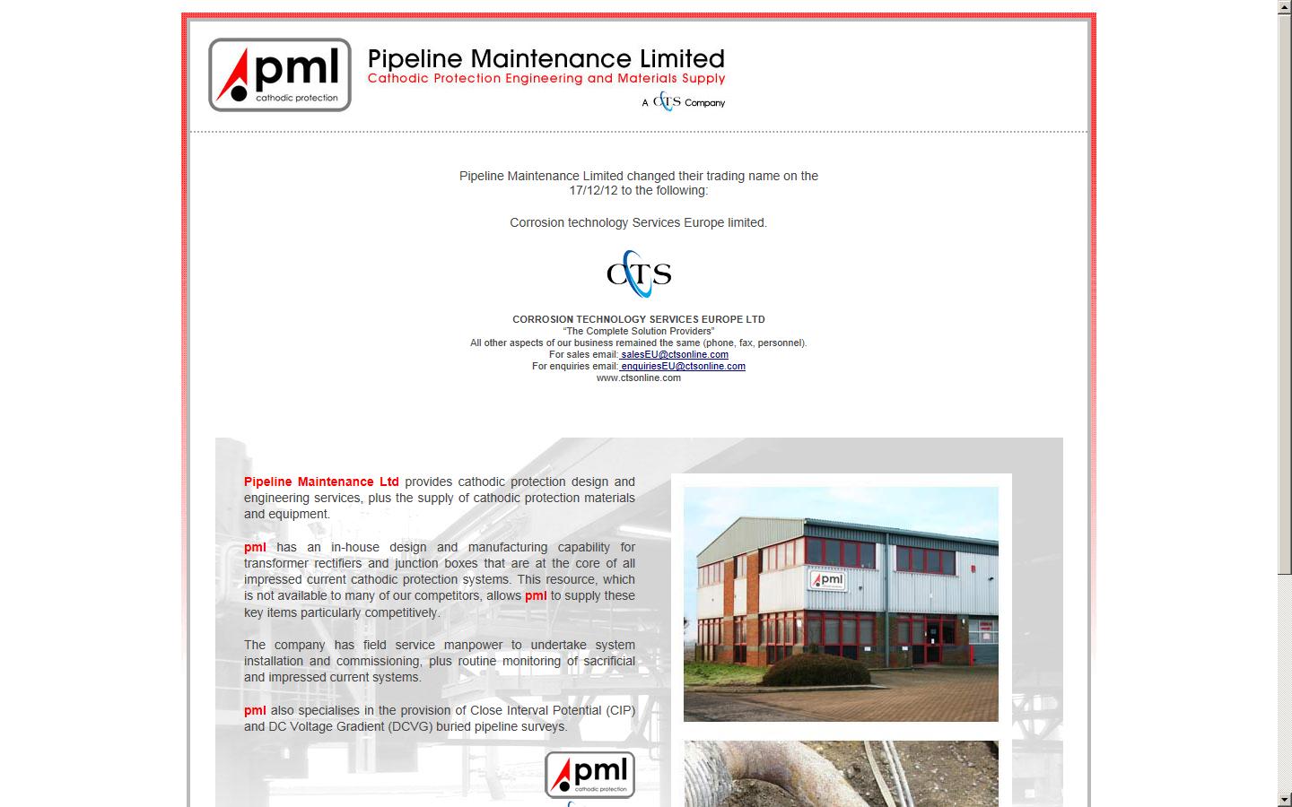 Pipeline Maintenance Ltd Website