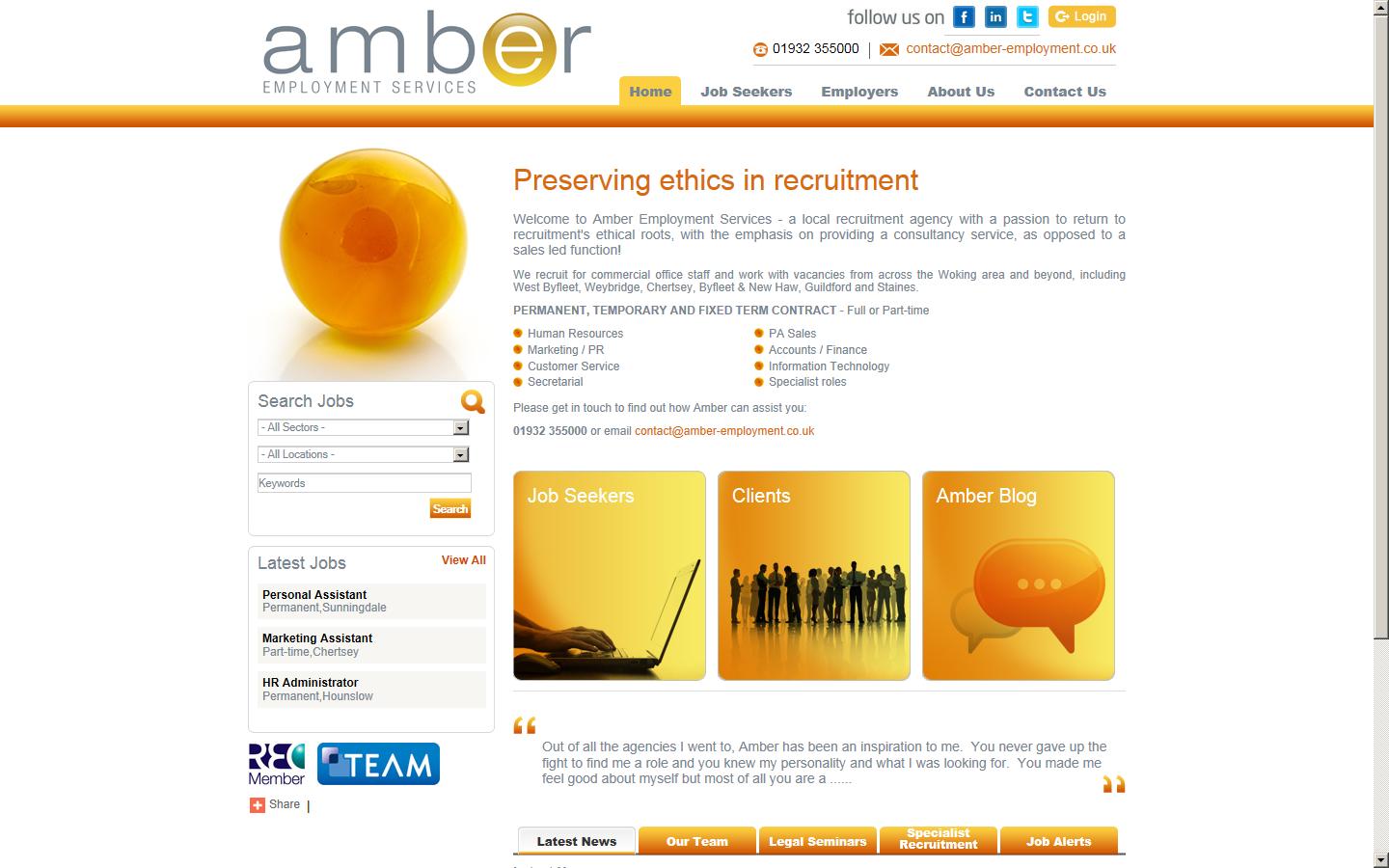 Amber Employment Services Ltd Website