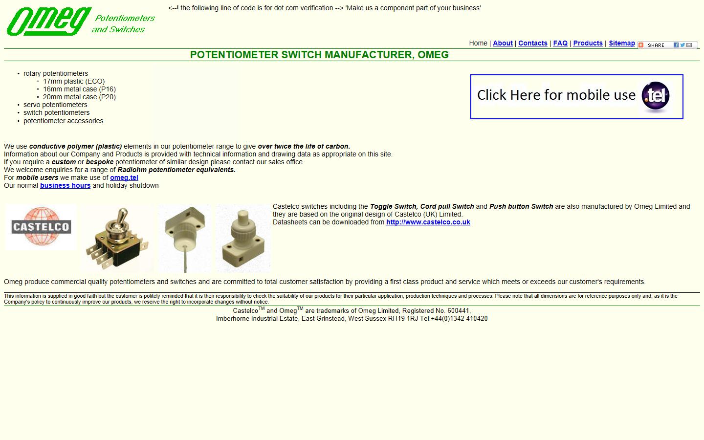 Omeg Ltd (Potentiometers & Switches) Website