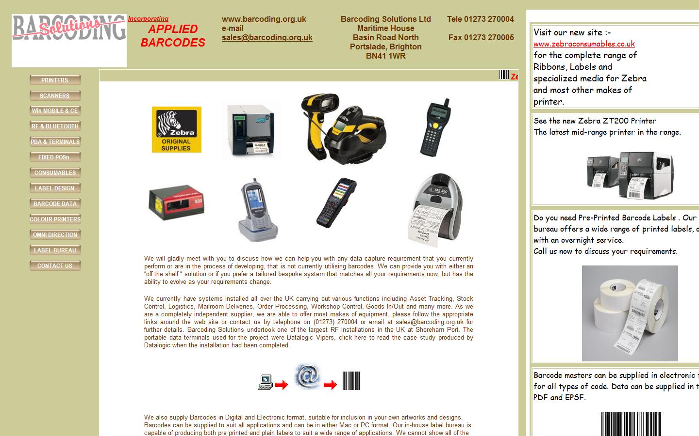 Applied Bar Codes Website