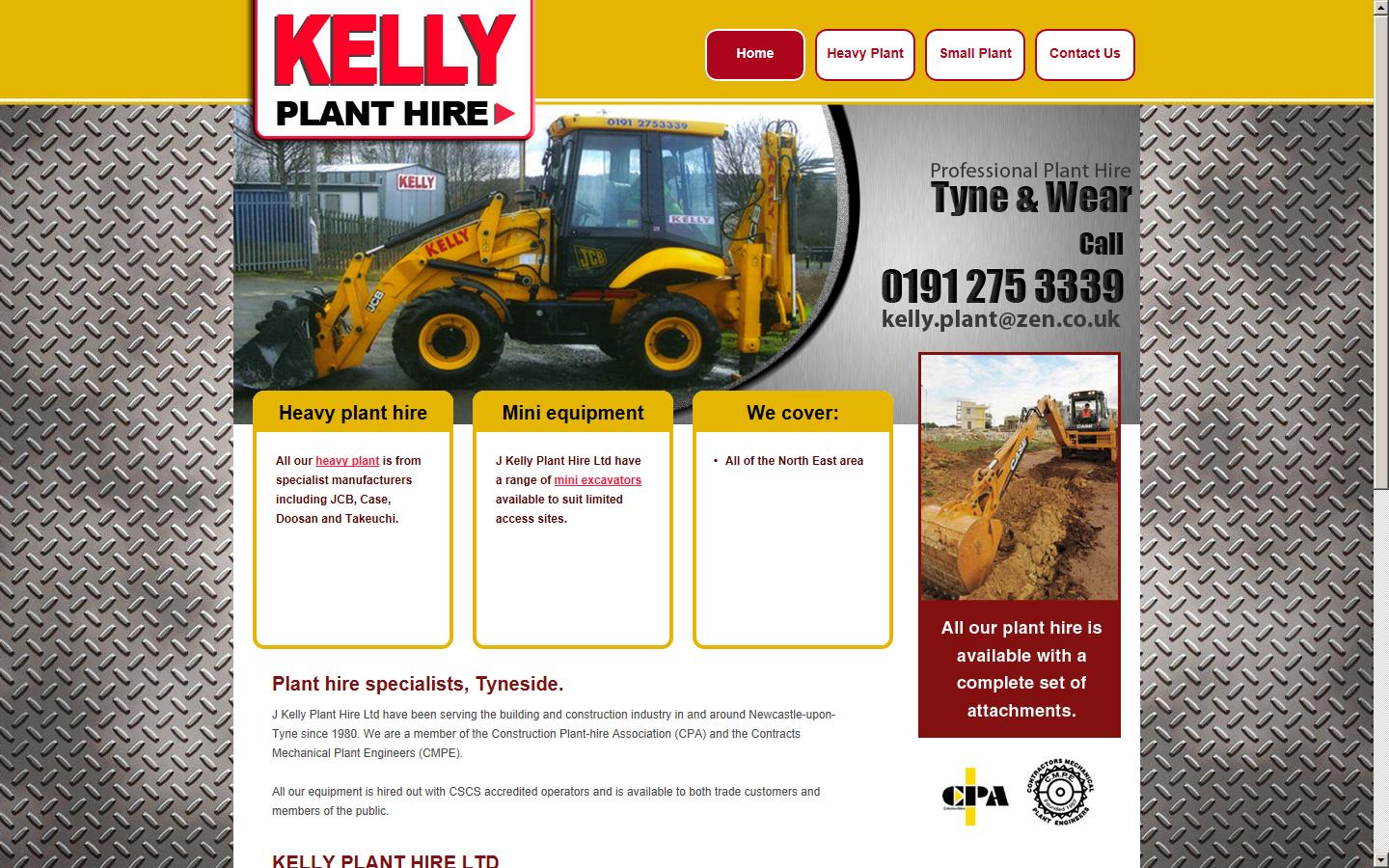 Kelly Plant Hire  Ltd Website