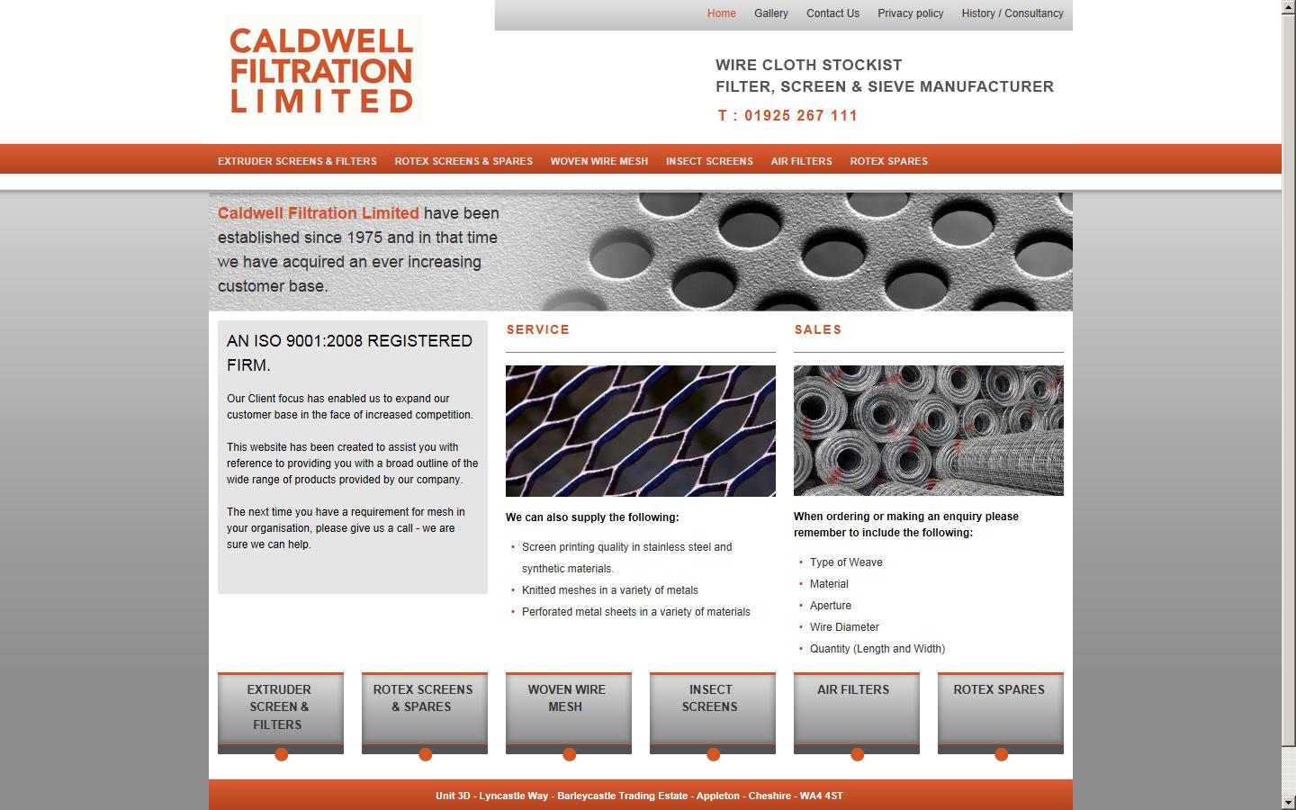 Caldwell Filtration Ltd Website
