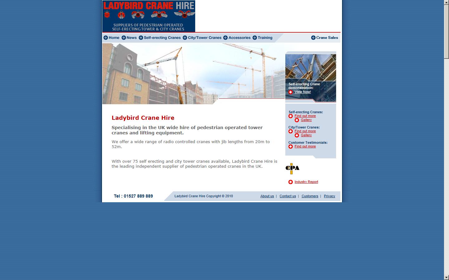 Ladybird Crane Hire Website