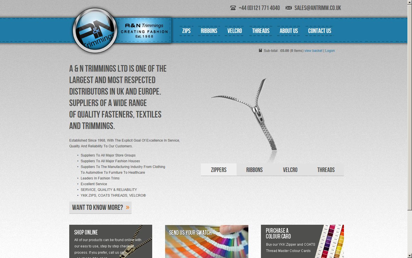 A & N Trimmings Ltd Website