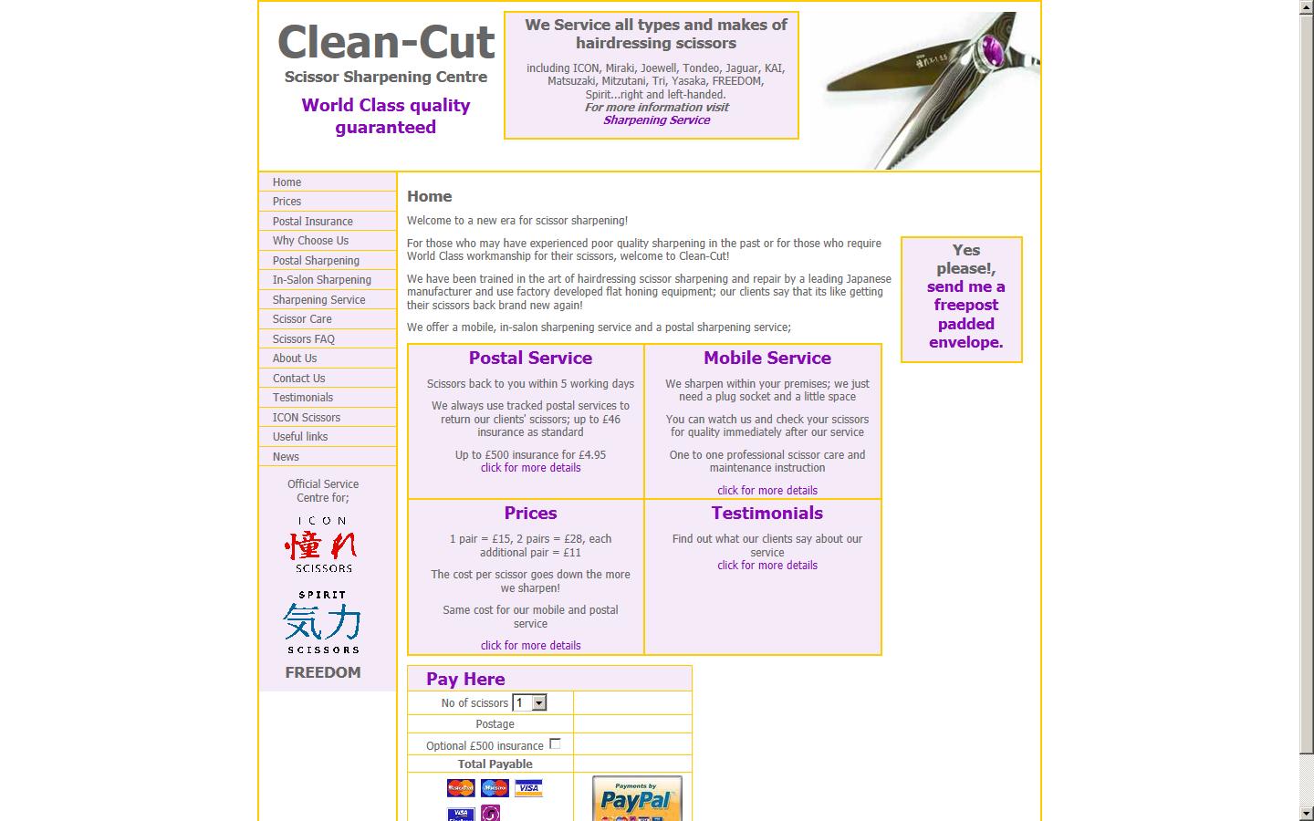Clean-Cut Sharpening Centre Website