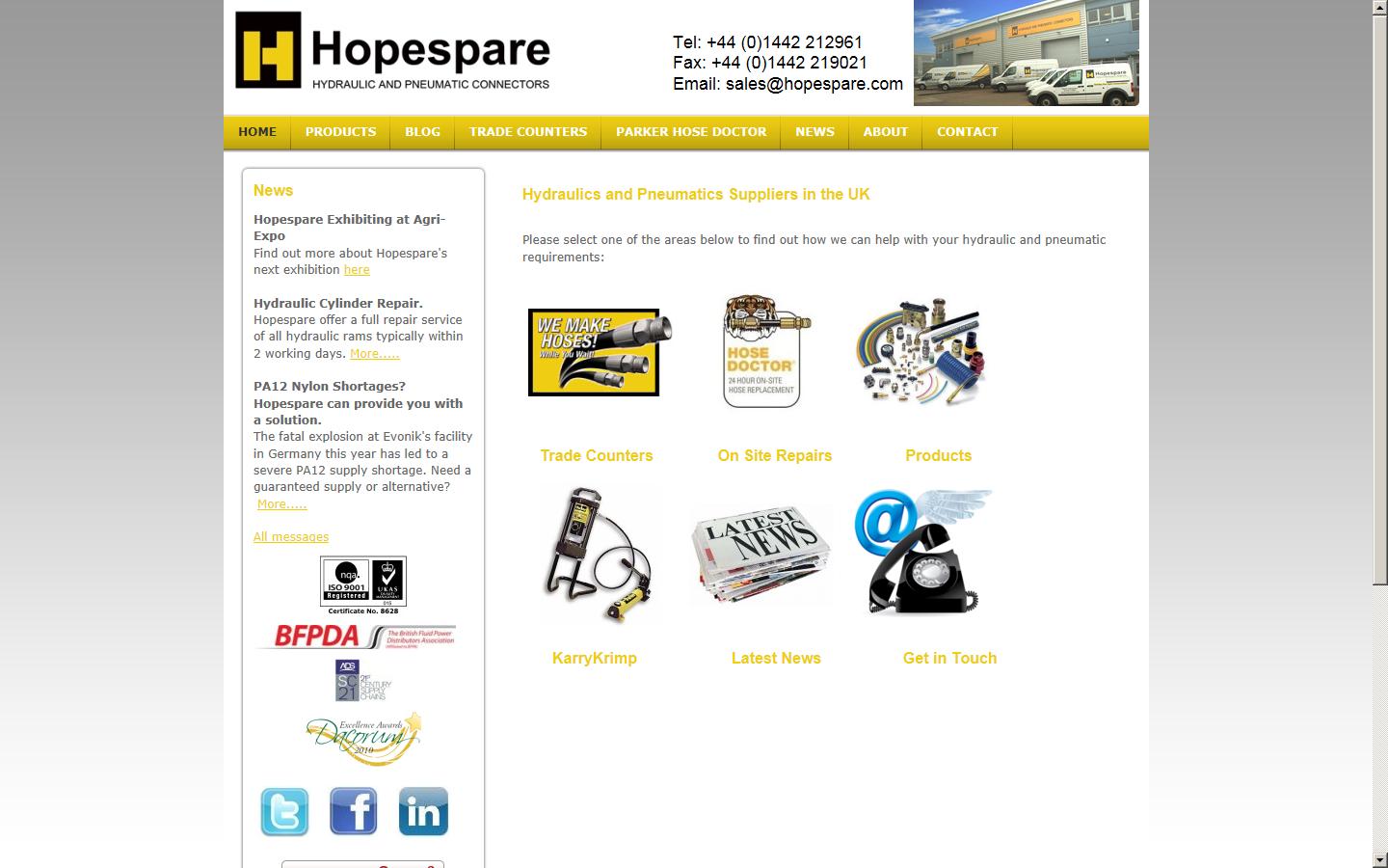 Hopespare Ltd Website