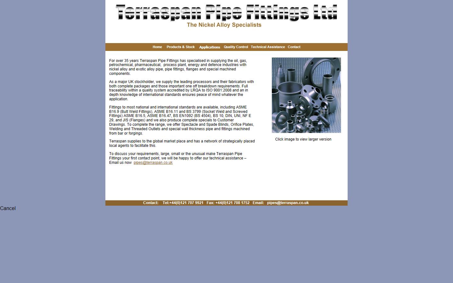 Terraspan Pipe Fittings Ltd Website