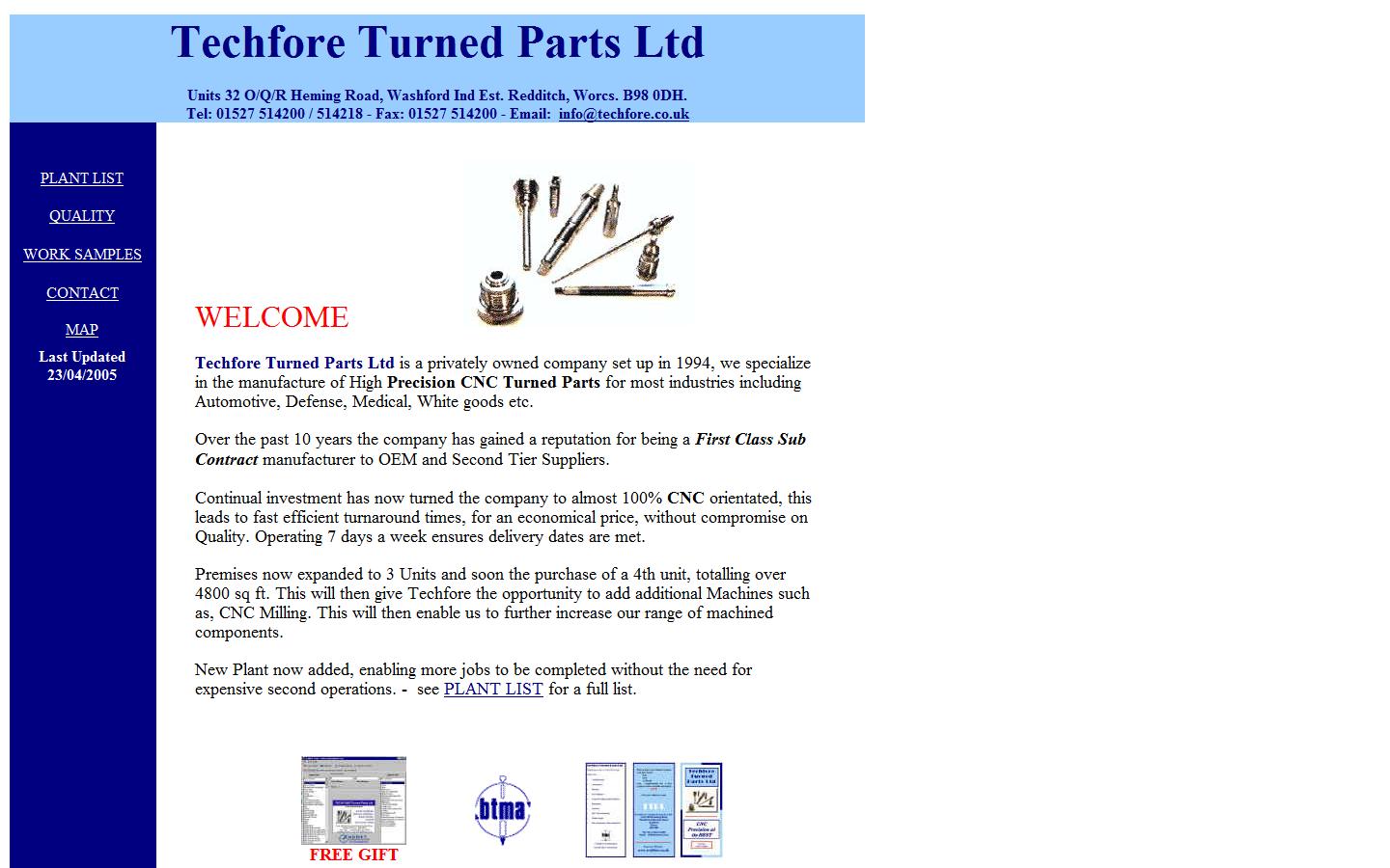 Techfore Turned Parts  Ltd Website