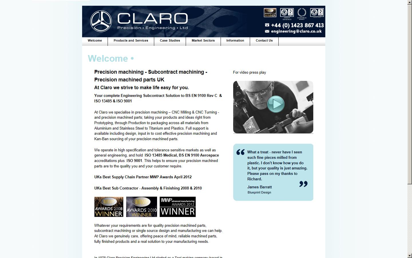Claro Precision Engineering Ltd Website