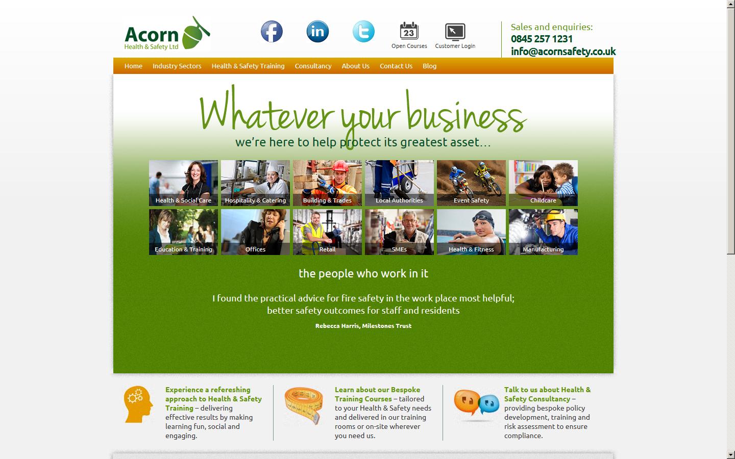 Acorn Health and Safety Website