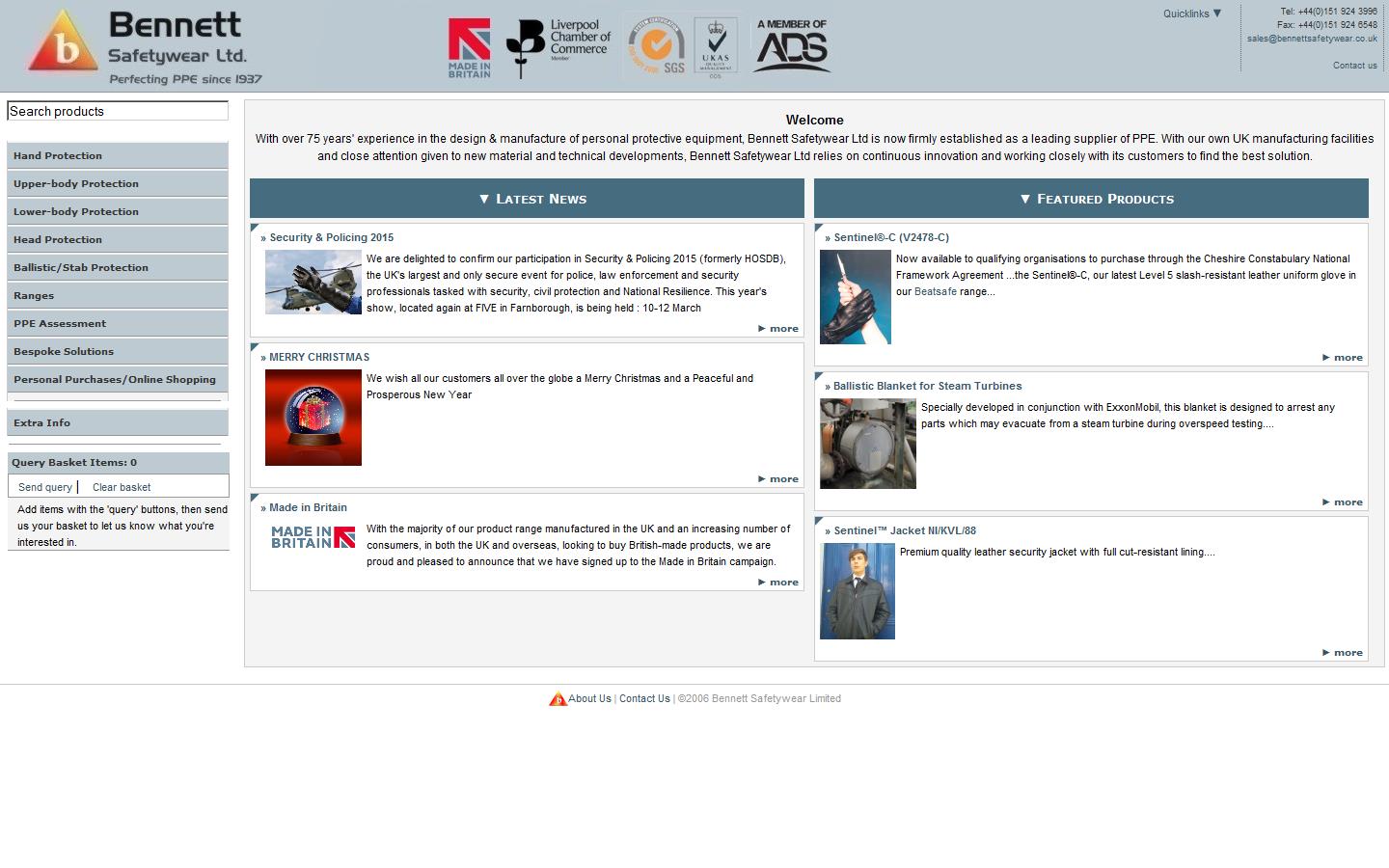 Bennett Safetywear Ltd Website