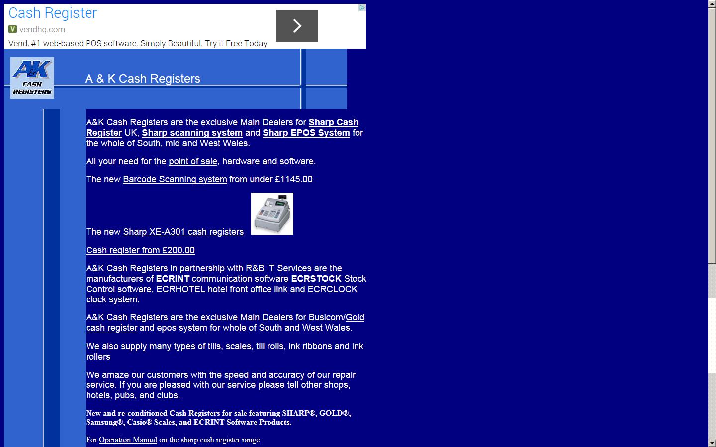 A & K Cash Registers Website