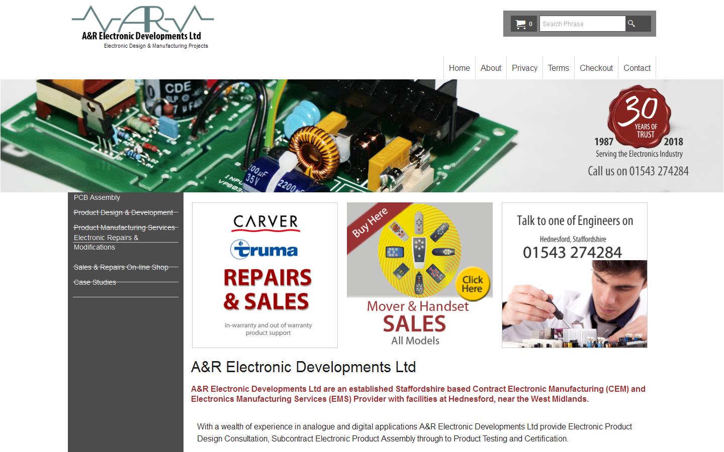 A&R Electronic Developments Ltd  Website