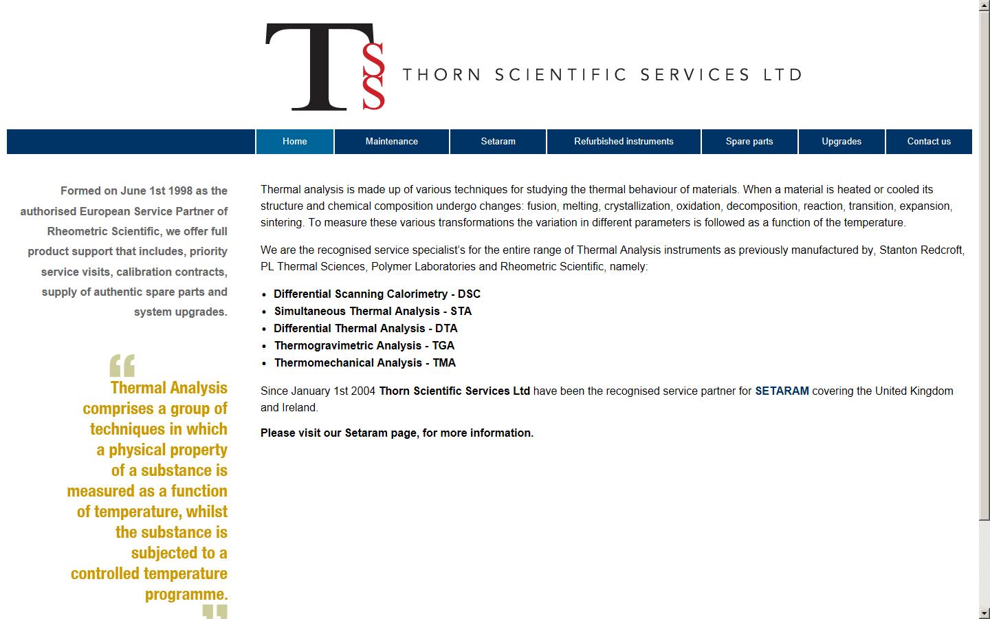 Thorn Scientific Services Ltd Website