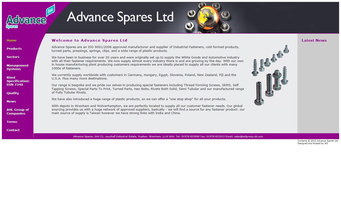 Advance Spares Ltd Website