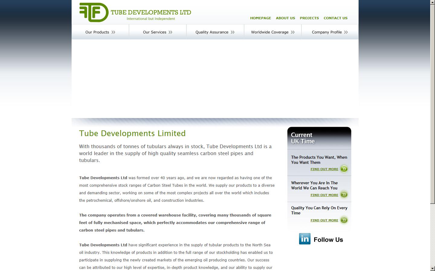 Tube Developments Ltd Website