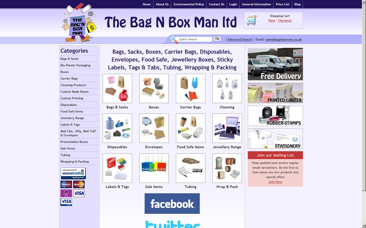 The Bag N Box Man Ltd Website