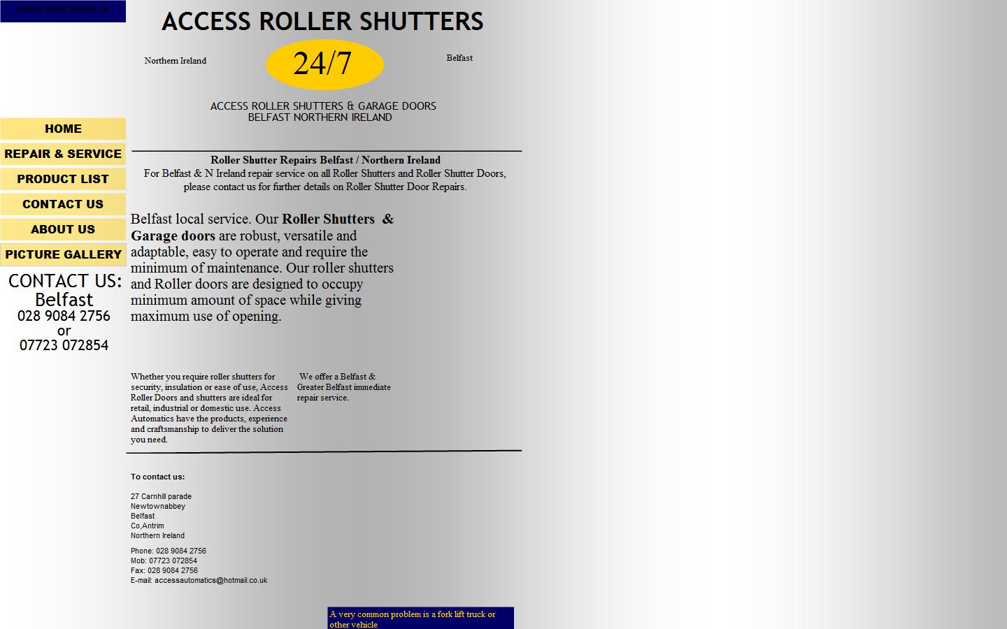 Access Roller Shutters Belfast , Garage Doors Belfast Website
