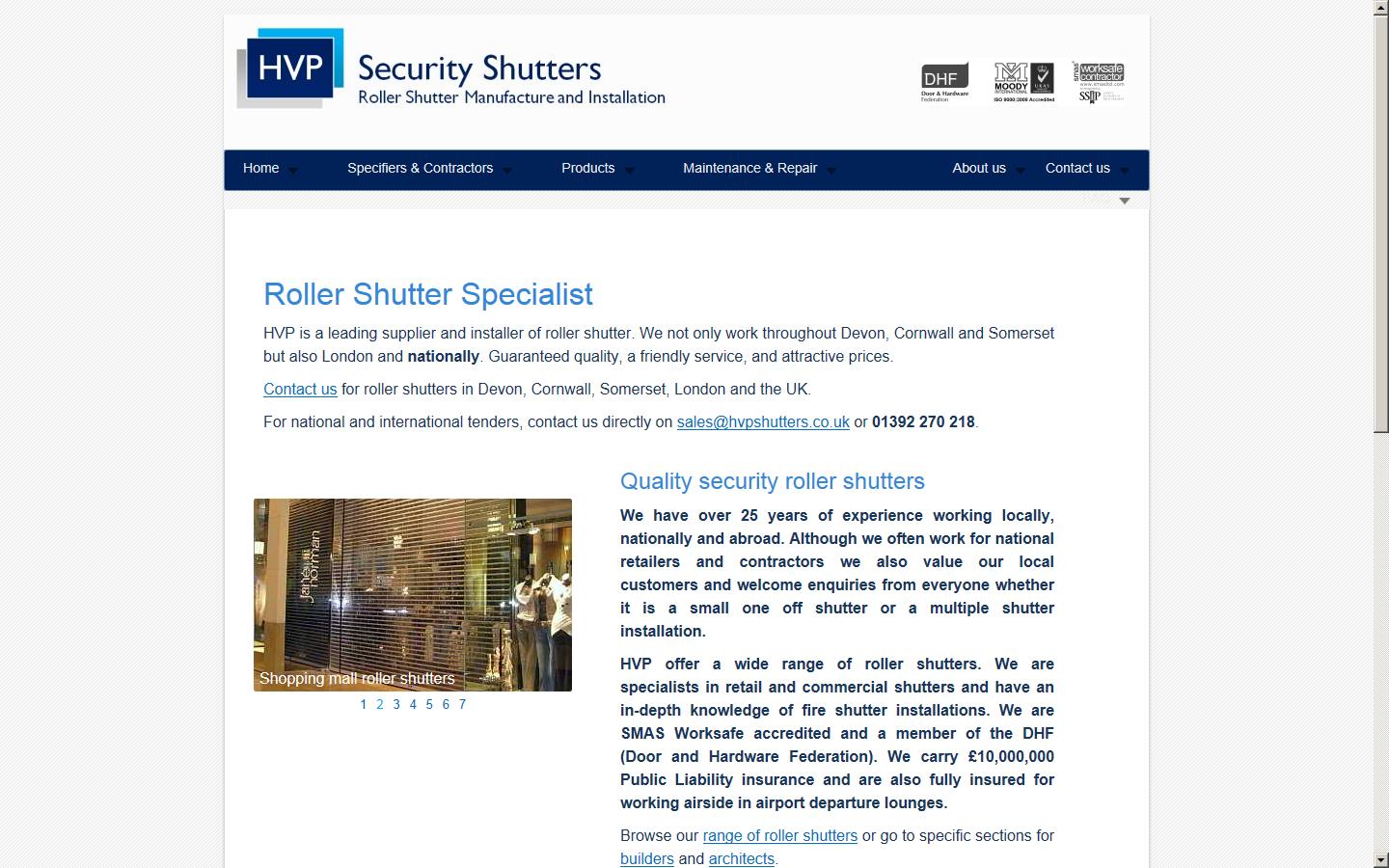 HVP Security Shutters Ltd Website