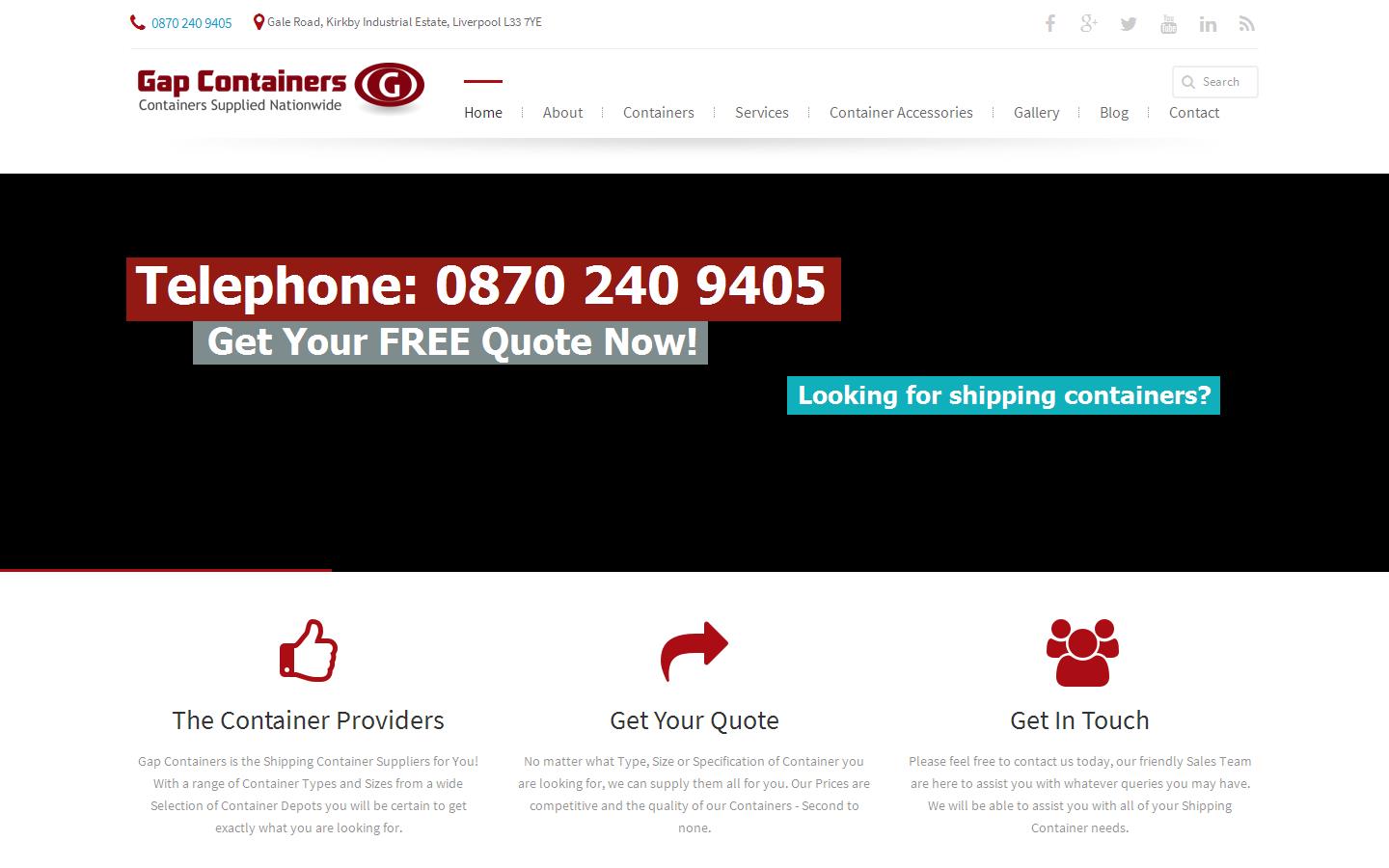 Gap Container Services Ltd Website