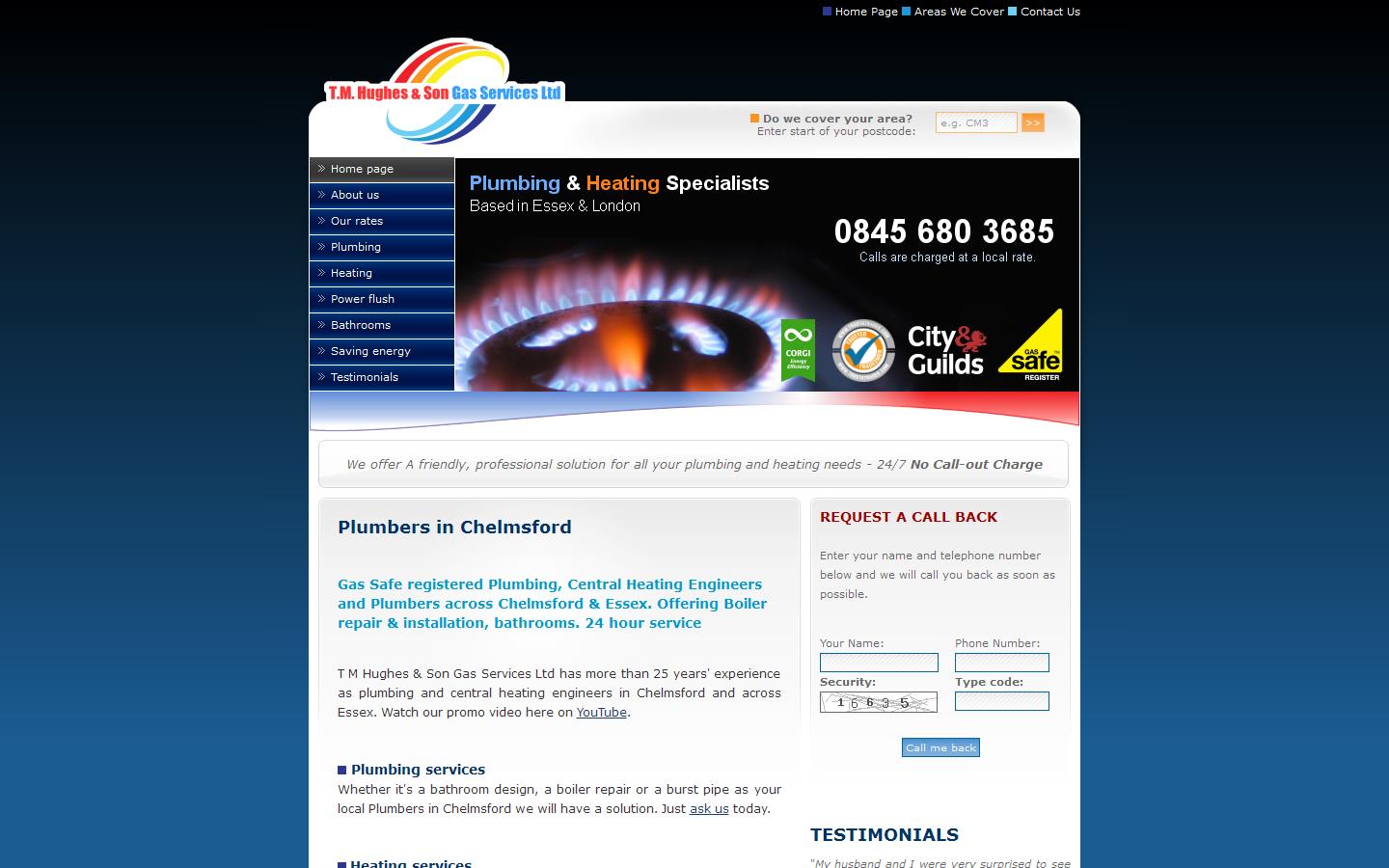 T.M. Hughes & Son Gas Services Ltd Website