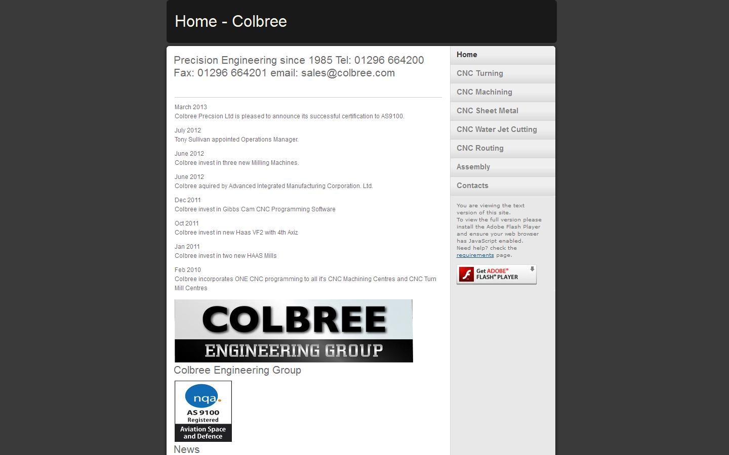 Colbree Precision Ltd Website